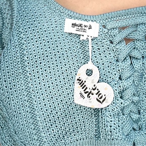 Knit Crop Corset Top with Lace Up Back - Picture 9 of 9